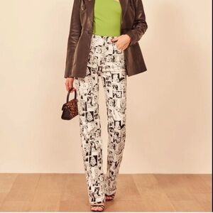 Reformation newspaper print pants